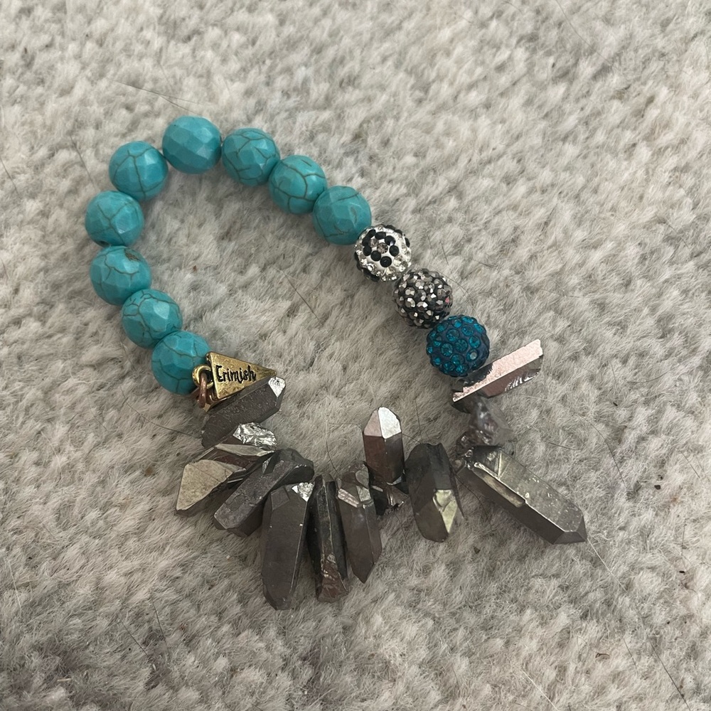 Turquoise and silver Erimish stretchy accent bracelet